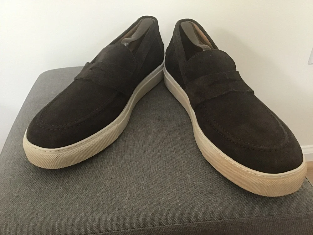 Brook brothers chocolate suede boat shoes loafers size 11
